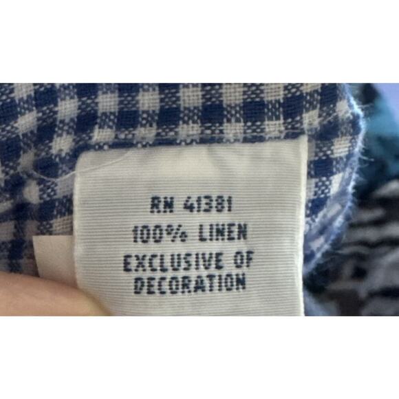Ralph Lauren Men’s XL Blue White Check Print Linen Button Up Short Sleeve Shirt - Picture 7 of 7